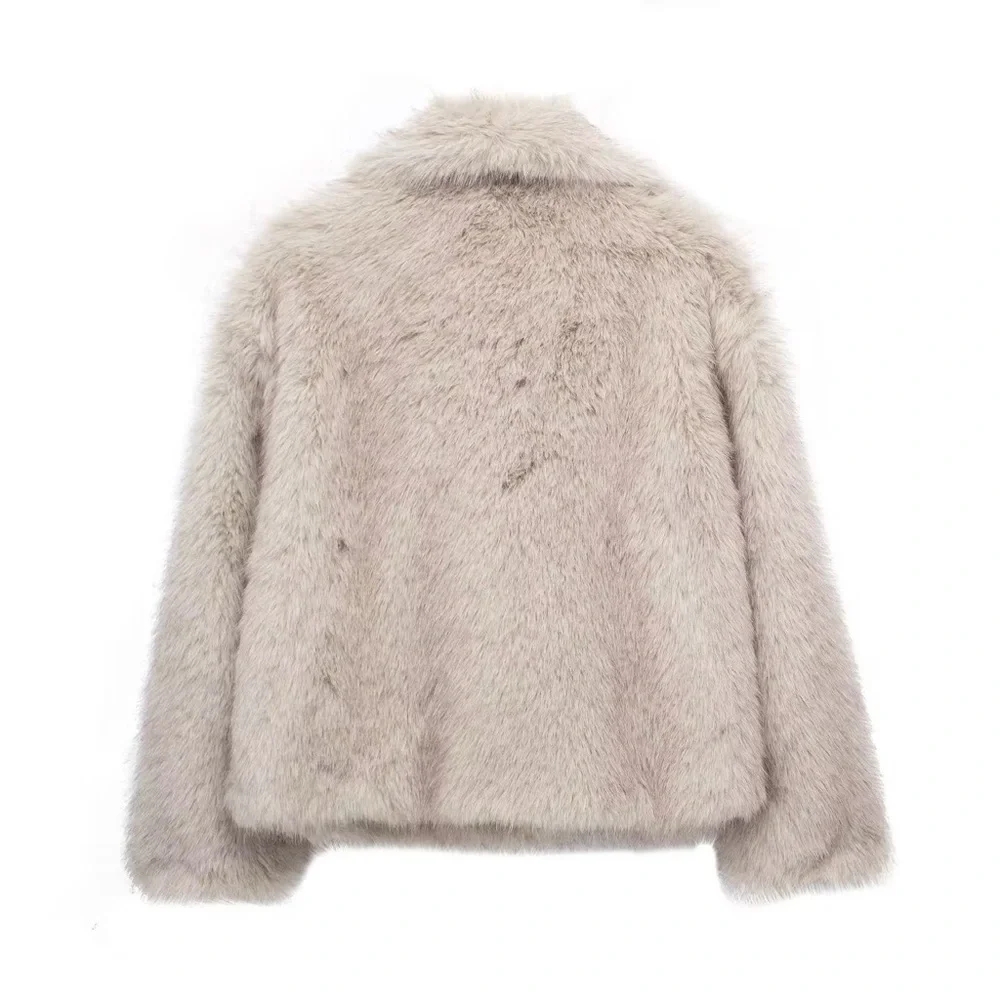 Higgins Winter Sherpa Plush Thicken Lapel Outwear Color Beige Sizes XS, S, M, L - Picture 3 of 3